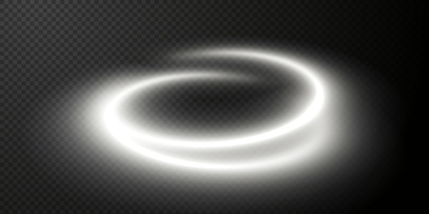 Efeito de luz twirl curve branco claro de linha branca círculo dourado luminoso png pedistal leve