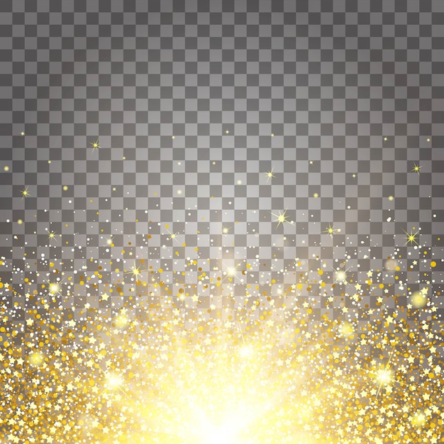Efeito de peças voadoras glitter dourados de luxo