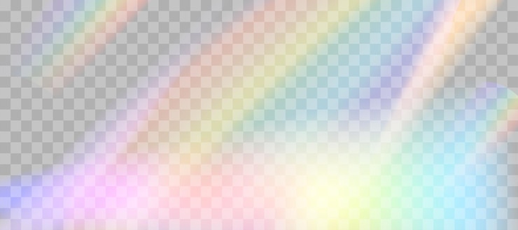 Efeito de sobreposição de refração de arco-íris desfocado Efeito de prisma de lente de luz em fundo transparente Reflexão holográfica brilho de cristal vazamento de sobreposição de sombra Ilustração abstrata vetorial