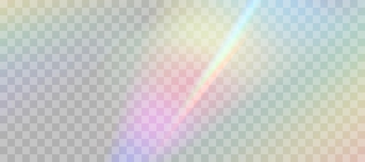 Efeito de sobreposição de refração de arco-íris desfocado Efeito do prisma da lente de luz em fundo transparente Reflexão holográfica Flare de cristal vazamento de sombra sobreposição Ilustração abstrata vetorial
