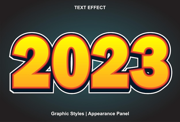 Efeito de texto 2023 com estilo gráfico e editável