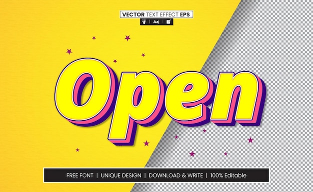 Efeito de texto 3D aberto totalmente editável