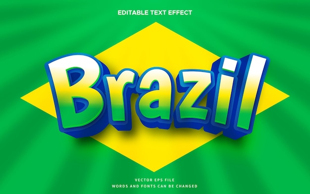 Vetor efeito de texto 3d brasil