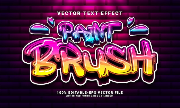 Efeito de texto 3D com pincel de pintura, graffiti editável e estilo de texto colorido