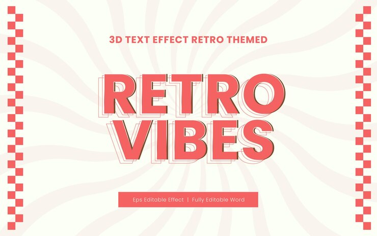 Vetor efeito de texto 3d com tema retro