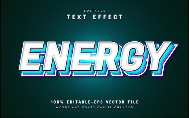 Efeito de texto 3d de brilho energético editável