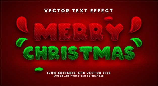 Efeito de texto 3d de feliz natal. efeito de estilo de texto editável adequado para comemorar as necessidades do natal.