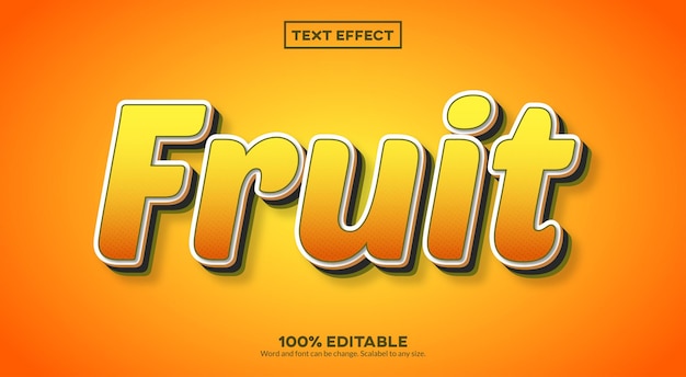 Vetor efeito de texto 3d de frutas