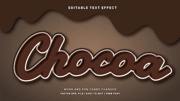 efeito de texto 3D de palavra de chocolate
