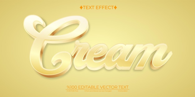 Vetor efeito de texto 3d de vetor editável de creme suave