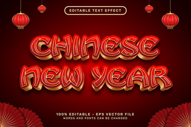 Efeito de texto 3d do ano novo chinês e efeito de texto editável