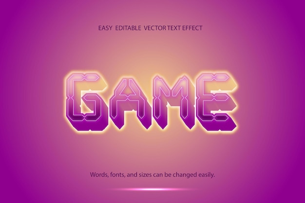 Efeito de texto 3D do jogo. Efeito de estilo de texto editável com tema de luz brilhante.