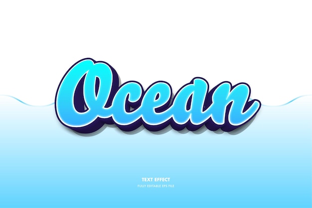 Efeito de texto 3d do oceano