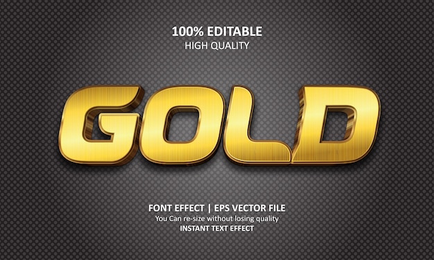 Vetor efeito de texto 3d dourado