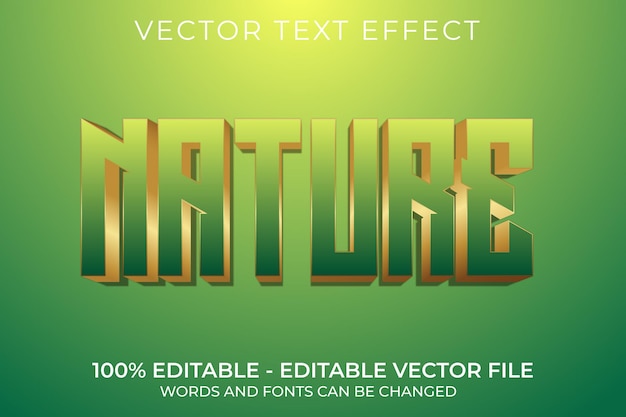 Efeito de texto 3D editável da natureza