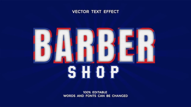 Efeito de texto 3d editável de barbearia