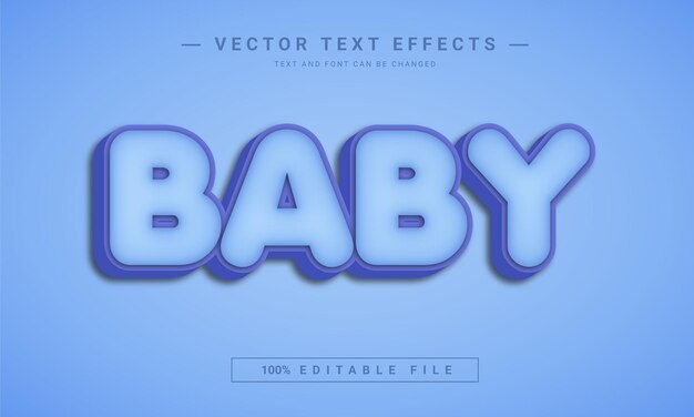 Vetor efeito de texto 3d editável de bebê fofo