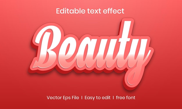 Efeito de texto 3d editável de beleza premium vector