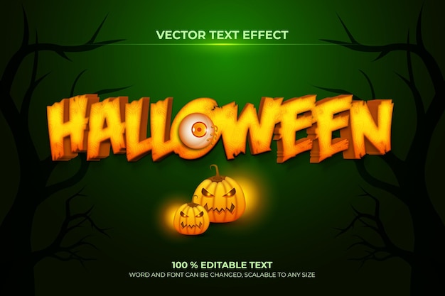 Efeito de texto 3d editável de halloween com estilo de fundo de abóbora