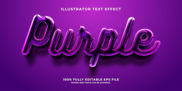 Efeito de texto 3d editável em roxo brilhante moderno