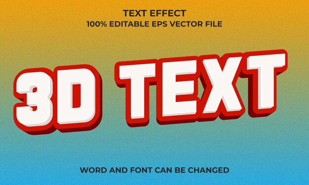 Efeito de texto 3D editável Estilo de efeito de texto 3d com conceito de texto 3d