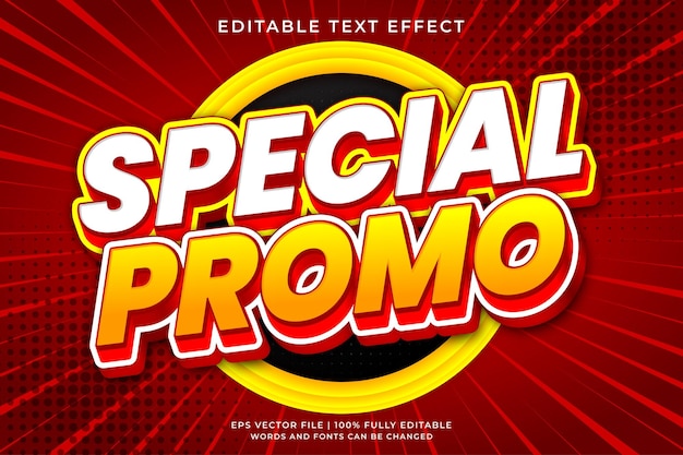 Efeito de texto 3D editável promocional especial