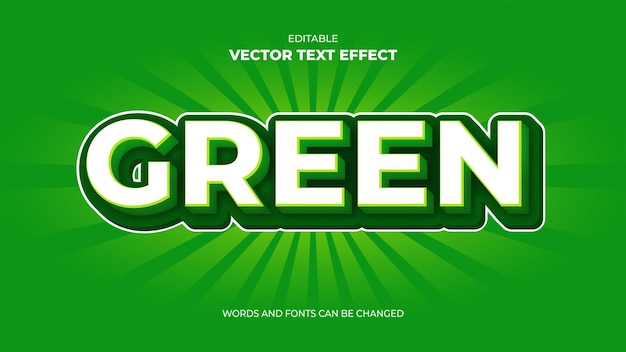 Efeito de texto 3d editável verde