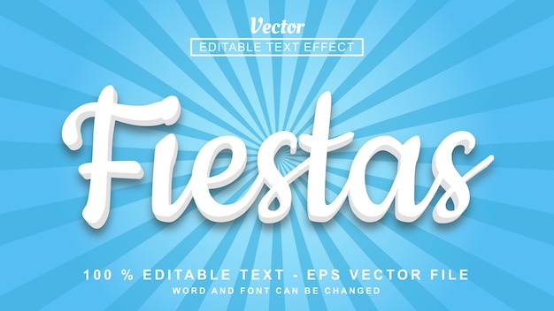 Vetor efeito de texto 3d efeito de texto editável estilo moderno de festas brancas isolado em fundo azul