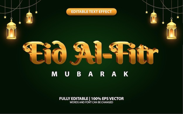 Efeito de texto 3D Eid Al Fitr
