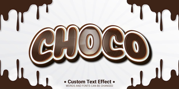 Efeito de texto 3d estilo chocolate de vetor livre