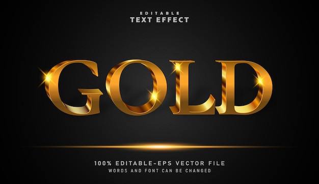 Vetor efeito de texto 3d gold efeito de texto editável