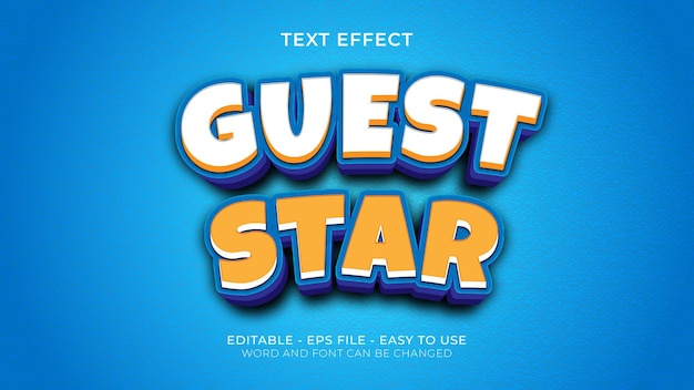 Vetor efeito de texto 3d guest star