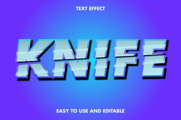 Efeito de texto 3d knife. fácil de usar e editável.