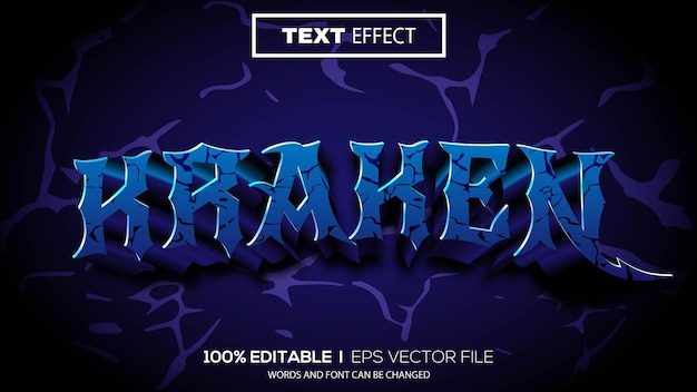 Efeito de texto 3d kraken efeito de texto editável