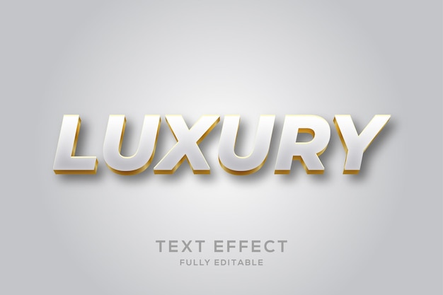 efeito de texto 3d moderno e luxuoso em branco e dourado
