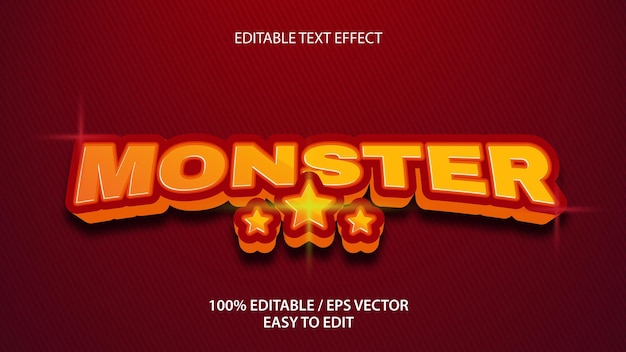 Efeito de texto 3D monstro editável Modelo de mídia social de menu Premium VectorxACake