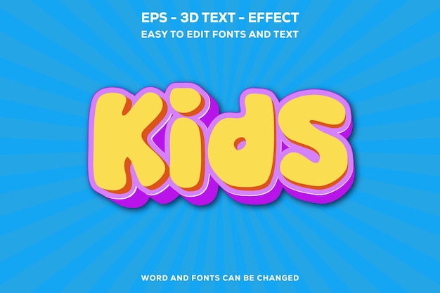Efeito de texto 3D para crianças