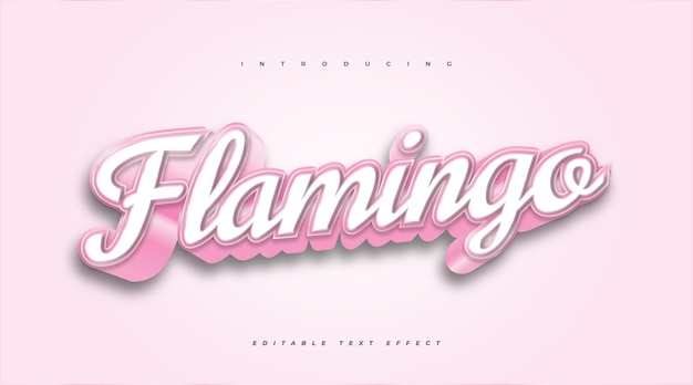 Vetor efeito de texto 3d pink flamingo