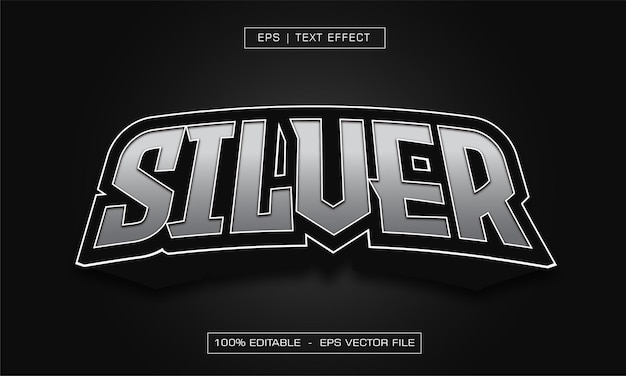 Efeito de texto 3D prateado com estilo cinza