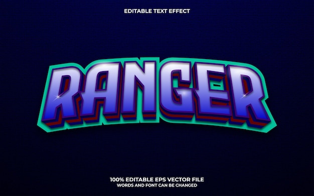 Vetor efeito de texto 3d ranger