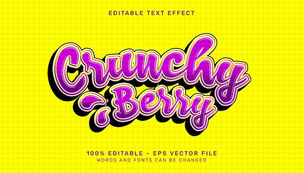 Efeito de texto 3d retro chruncy berry e efeito de texto editável