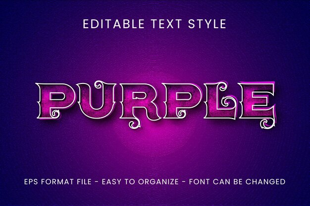 Efeito de texto 3d roxo