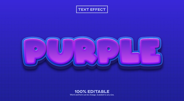 Vetor efeito de texto 3d roxo