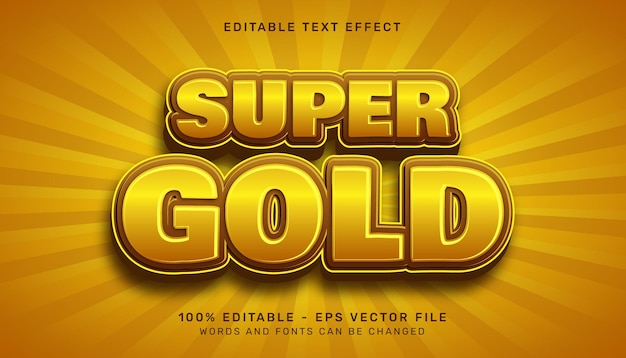 Efeito de texto 3d super dourado e efeito de texto editável