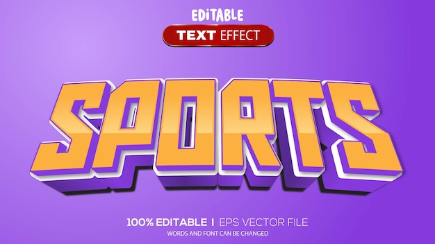 Efeito de texto 3D tema de esportes