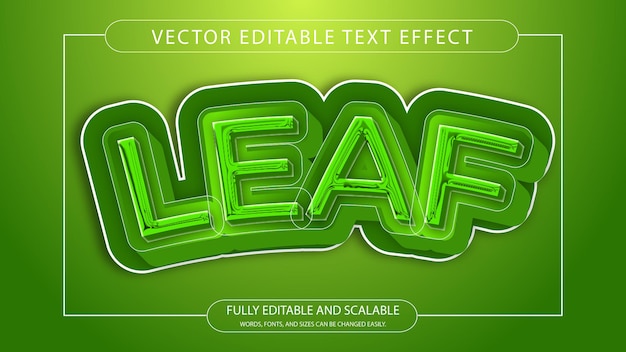 Vetor efeito de texto 3d verde com um gradiente verde