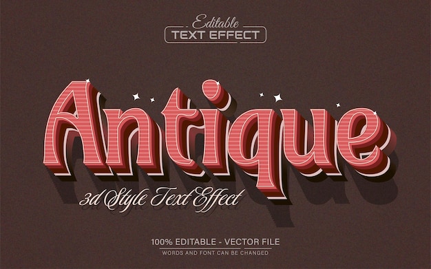 Vetor efeito de texto antigo 3d retro vintage