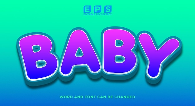 Vetor efeito de texto baby 3d