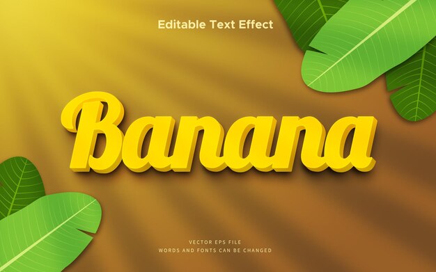 Efeito de texto banana com fundo tropical