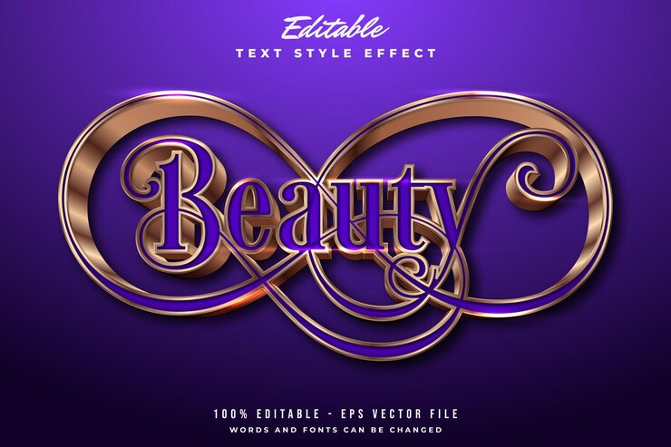 Vetor efeito de texto beleza elegante